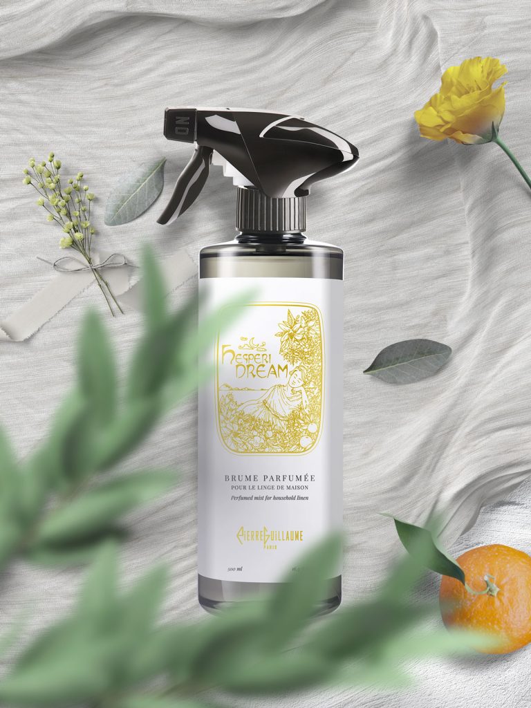Hesperidream - Brume parfumée pour le linge de maison - 500 ml. Notes de Mandarine, Sauge, Pavot de Californie.