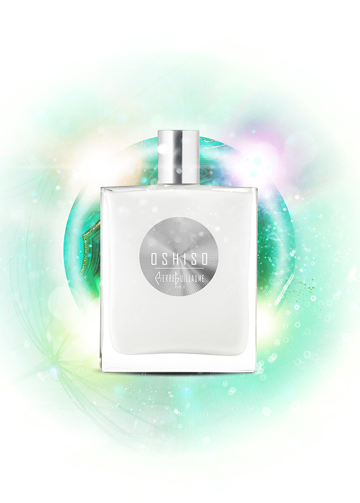 Perfume Oshiso, 100ml bottle, Ambiance, Bergamot, Apple blossom, Heliotrope wood, Shiso leaves-Artwork