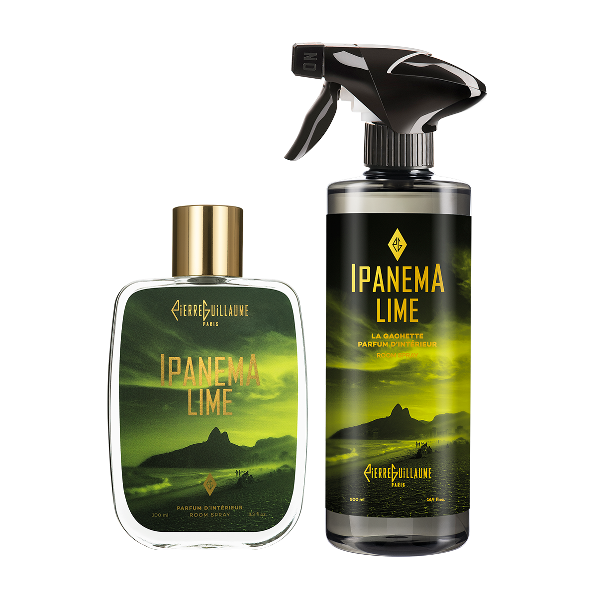 Ipanema Lime — Parfum d'intérieur 100 ml et La Gachette 500 ml — Citron Vert, Fruits Exotiques, Ambre Salé — Pierre Guillaume Paris