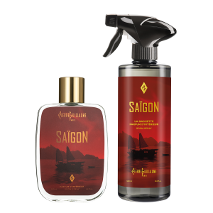 Saïgon — Parfum d'intérieur 100 ml et La Gachette 500 ml — Thé Noir, Fruits Rouges, Patchouli — Pierre Guillaume Paris